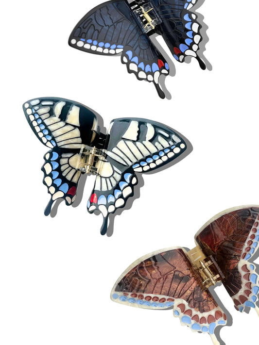 Swallowtail Butterfly Claw Hair Clip White