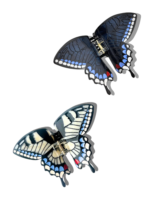 Swallowtail Butterfly Claw Hair Clip: Navy