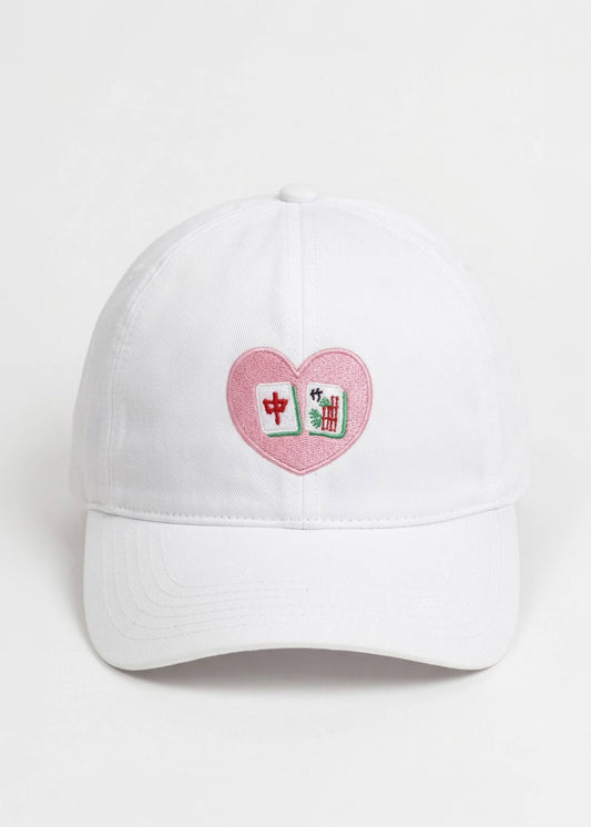 MAHJONG Heart Tiles Baseball Cap White