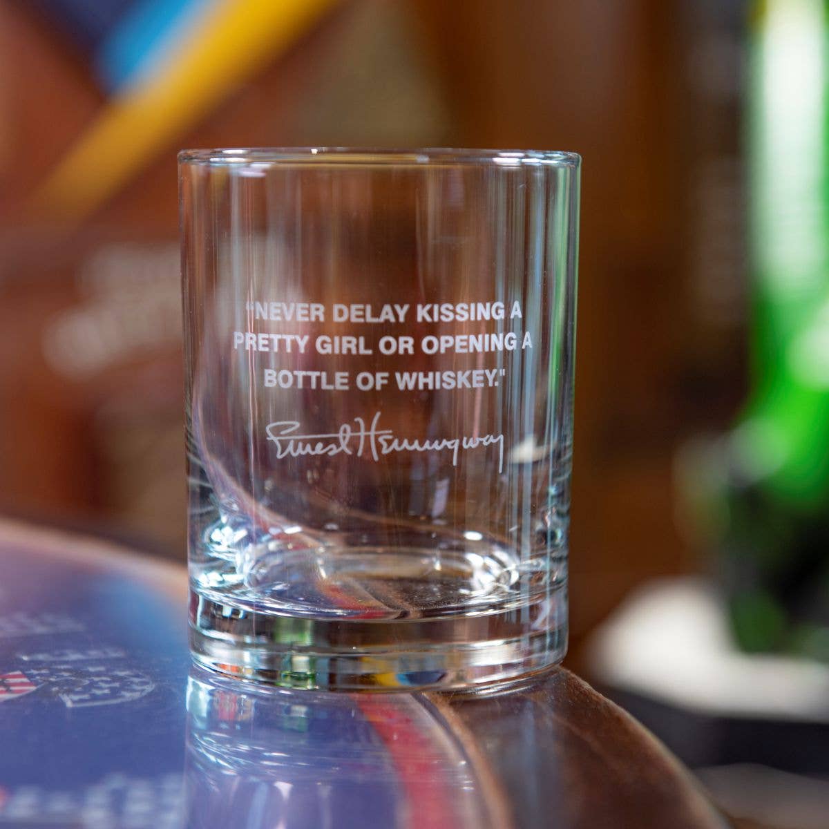 Ernest Hemingway Quote Glass