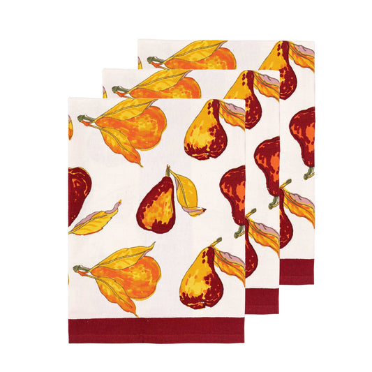 Orchard Pear Burgundy Tea Towels 20x30
