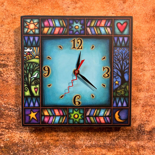 House/Tree Square Clock
