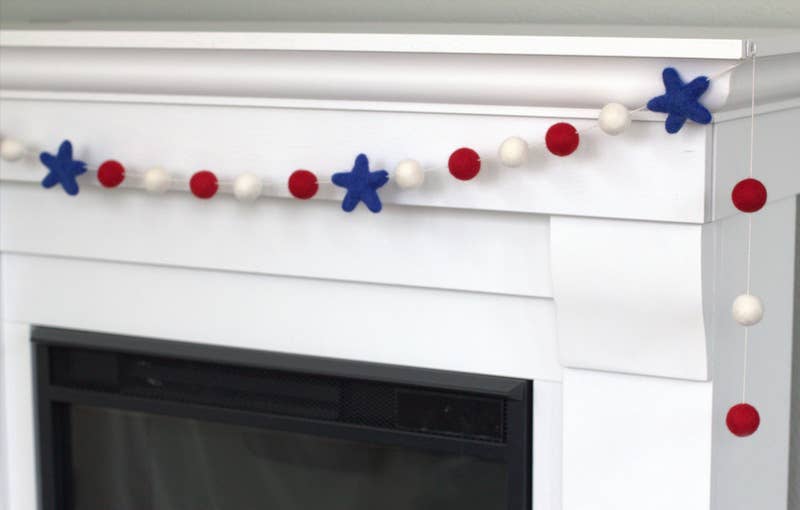 Fourth of July Star Garland - Felt Balls