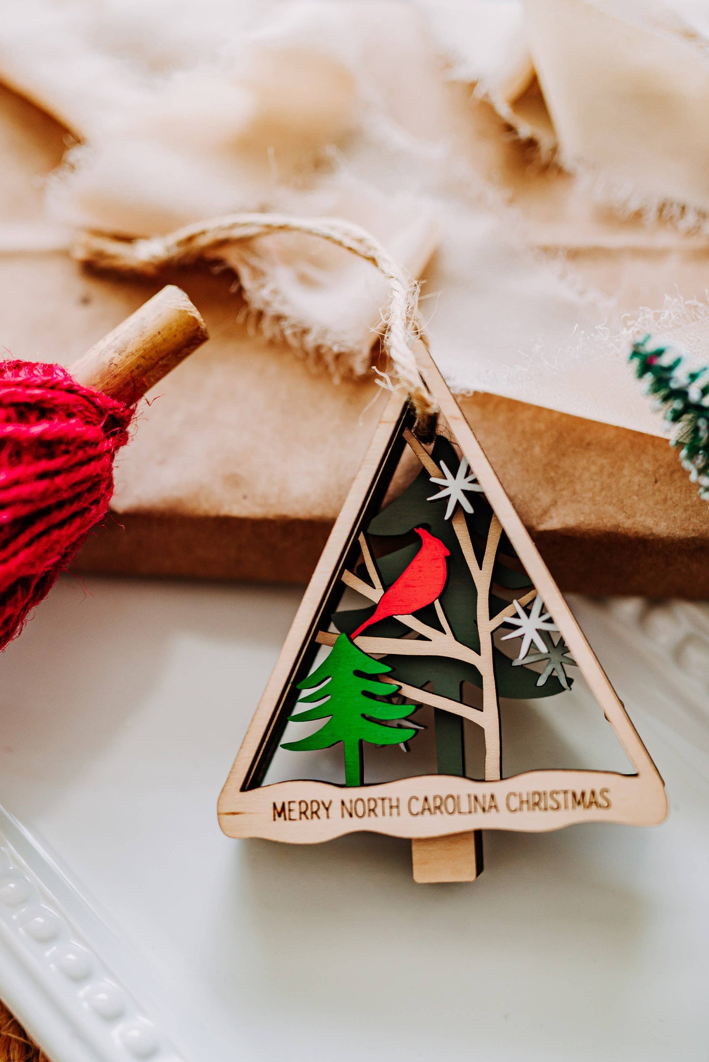 Wood Layered Cardinal Ornament - Dalton Elementary