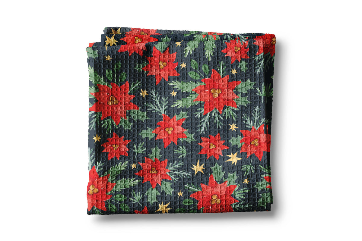 Christmas Poinsettia Kitchen Tea Towel