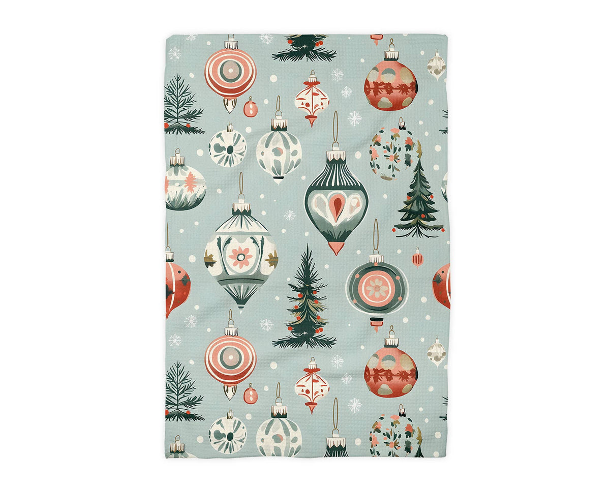 Christmas Ornament Floral Kitchen Tea Towel