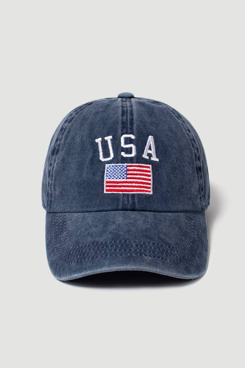 USA American Flag Baseball Cap NAVY