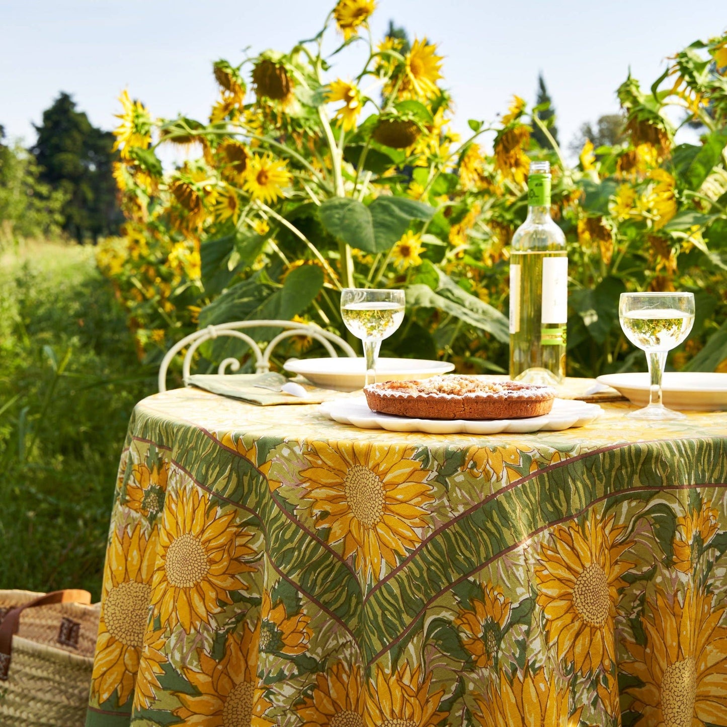 Sunflower Yellow& Green | French Tablecloths: 59" x 59"