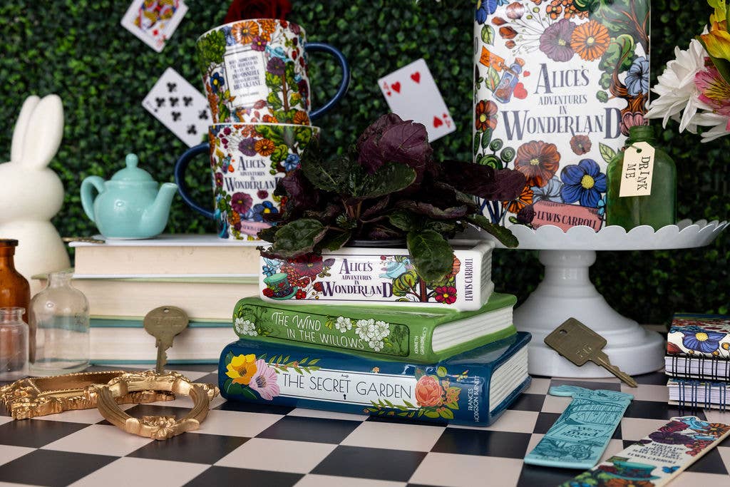 Stacked Books Planter Alice/Wind in the Willows/The Secret