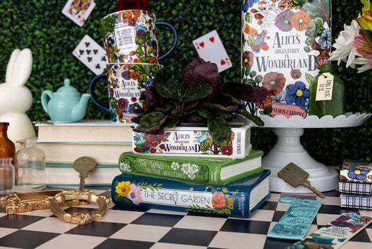 Stacked Books Planter Alice/Wind in the Willows/The Secret