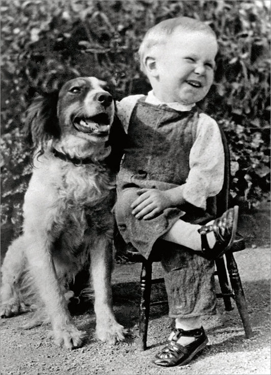 Little Boy And Dog Smiling Card