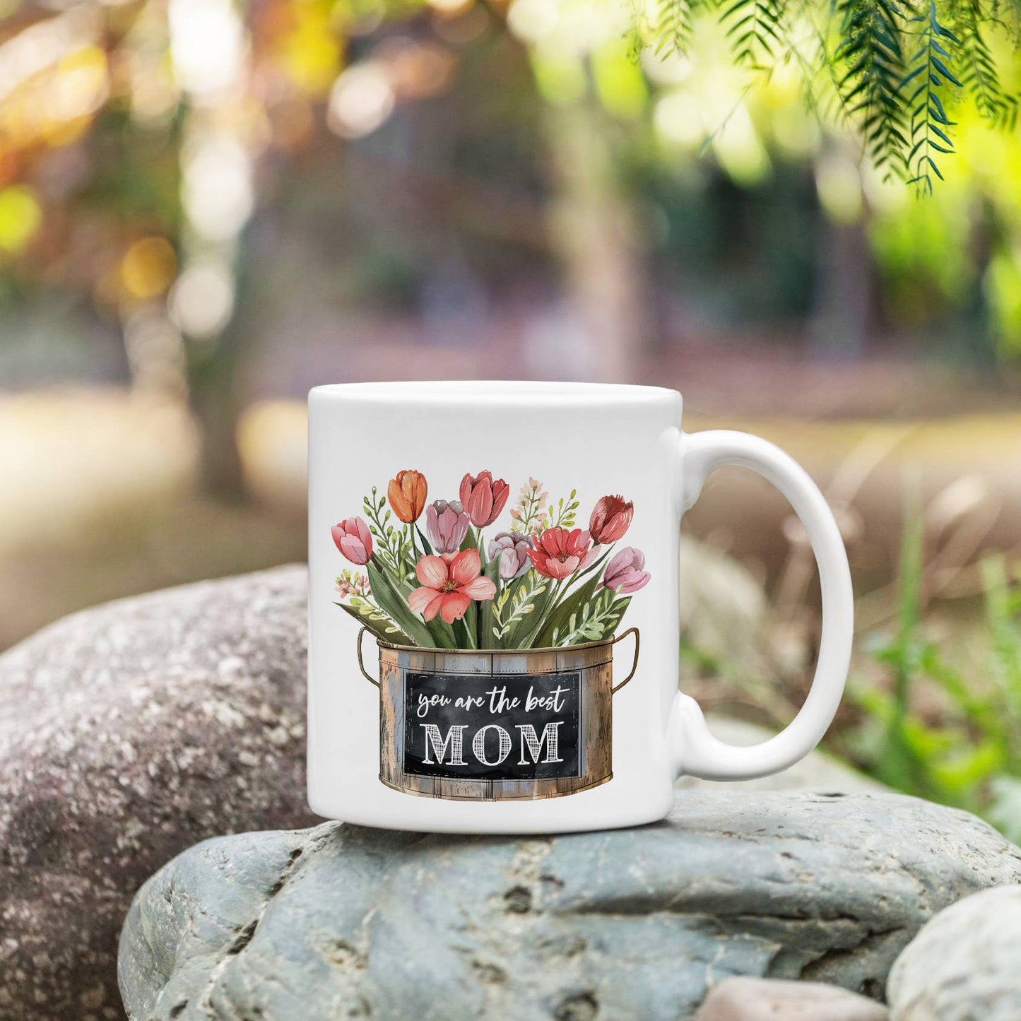 Best Mom Flower Mug Oval Pail 15oz