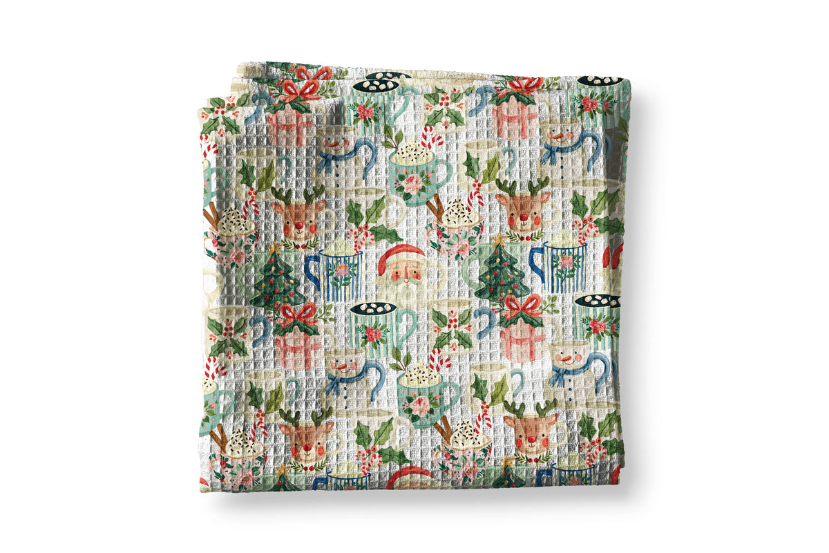 Christmas Cup Cocoa Coffee Cookie Bake Towel