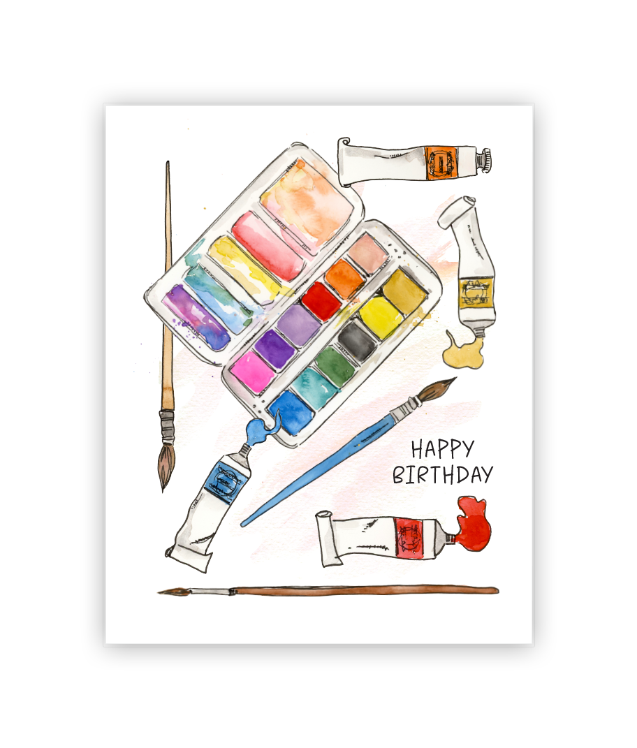 Watercolor Artist and Designer Happy Birthday Card
