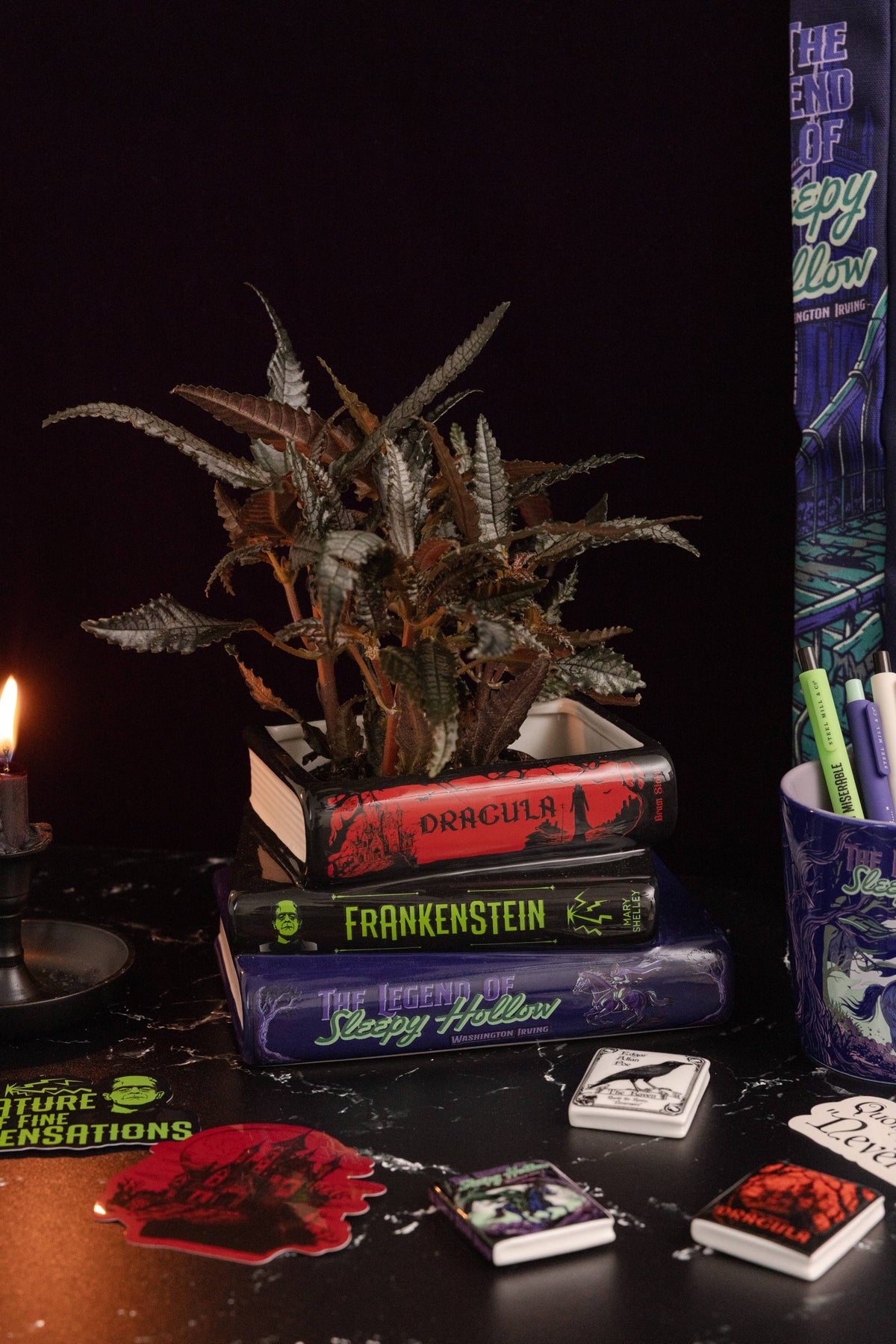 Stacked Book Planter - Sleepy Hollow