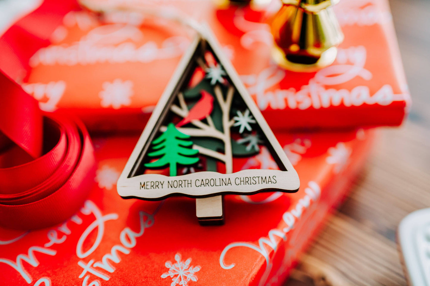 Wood Layered Cardinal Ornament - Dalton Elementary