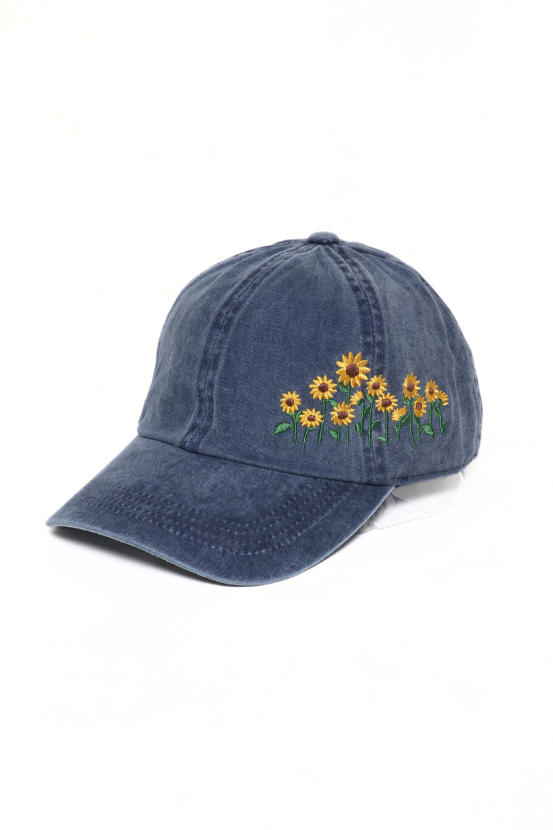 Sunflowers Baseball Cap: NAVY