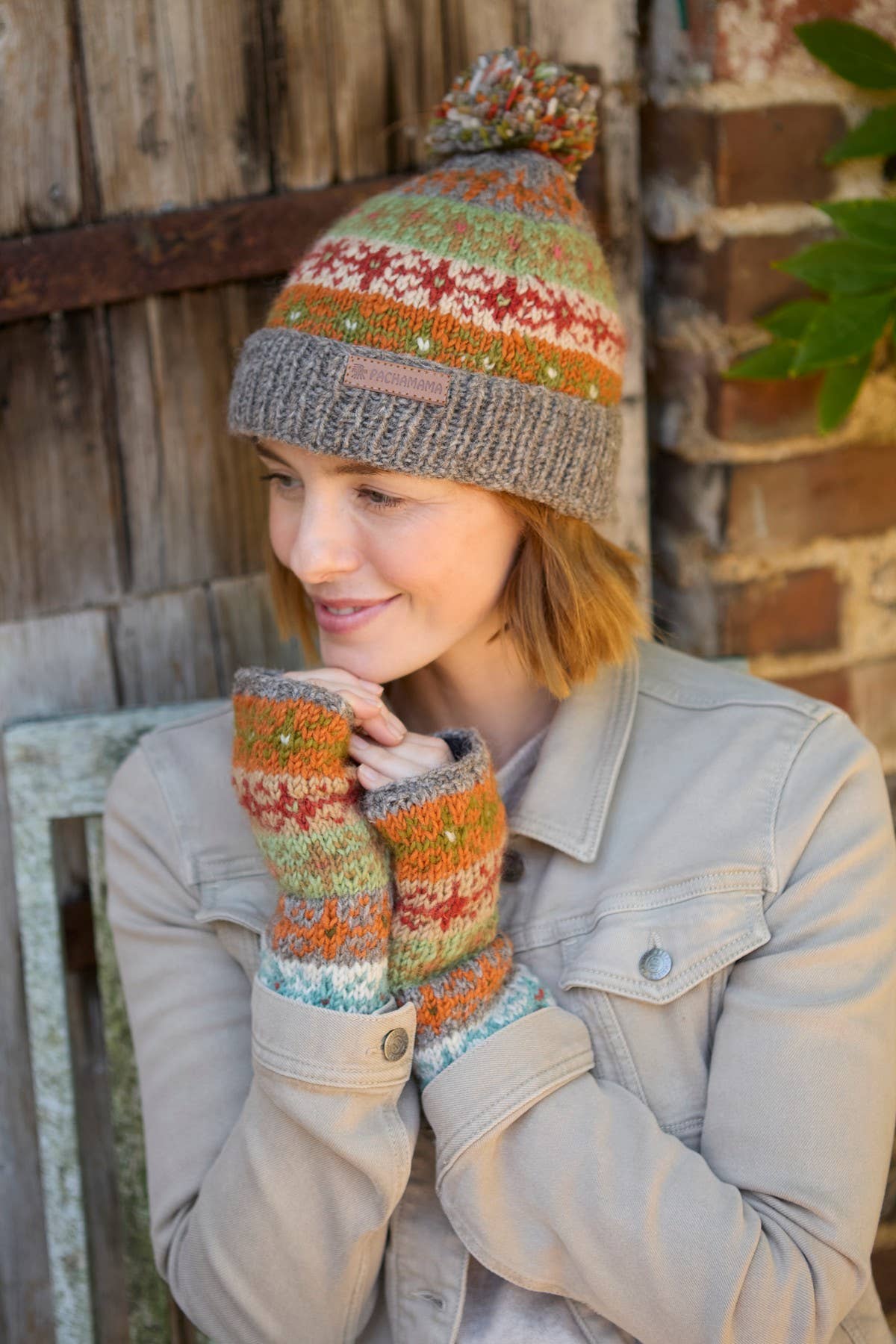 Oban Soft Autumnal Fair Isle Roll Back Bobble Beanie One Colour