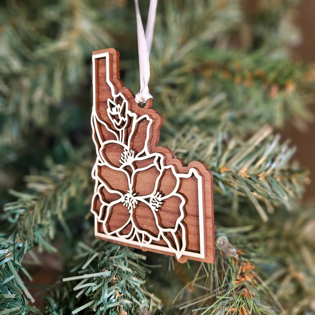 Idaho State Flower Syringa Wood Ornament