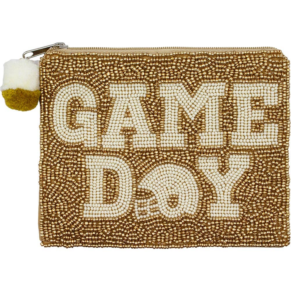 Gold Game Day Beaded Pouch