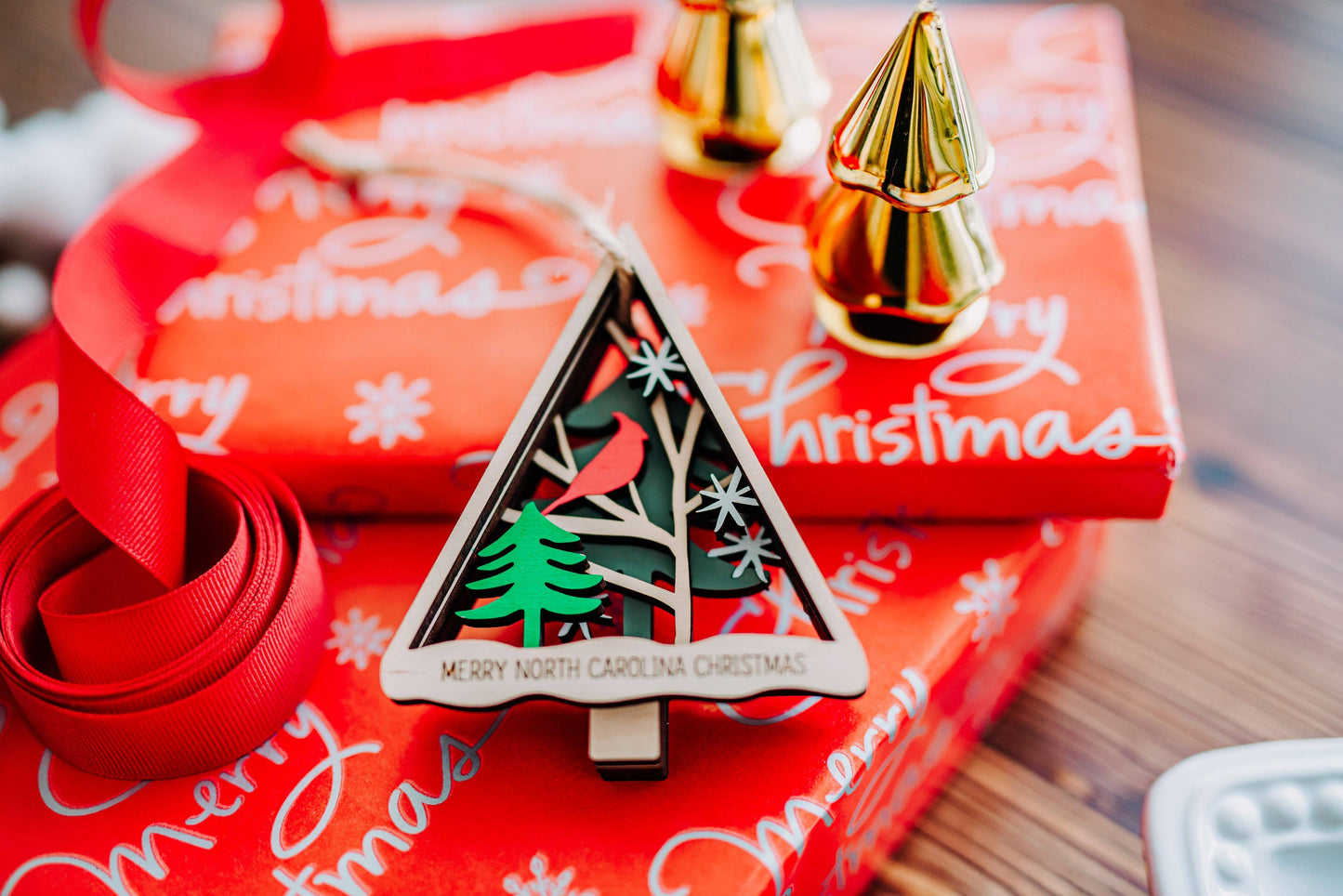 Wood Layered Cardinal Ornament - Dalton Elementary