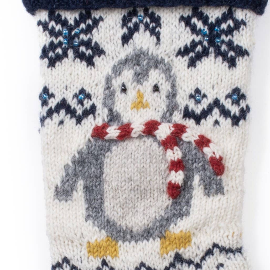 Penguin Holiday Knit Christmas Stocking