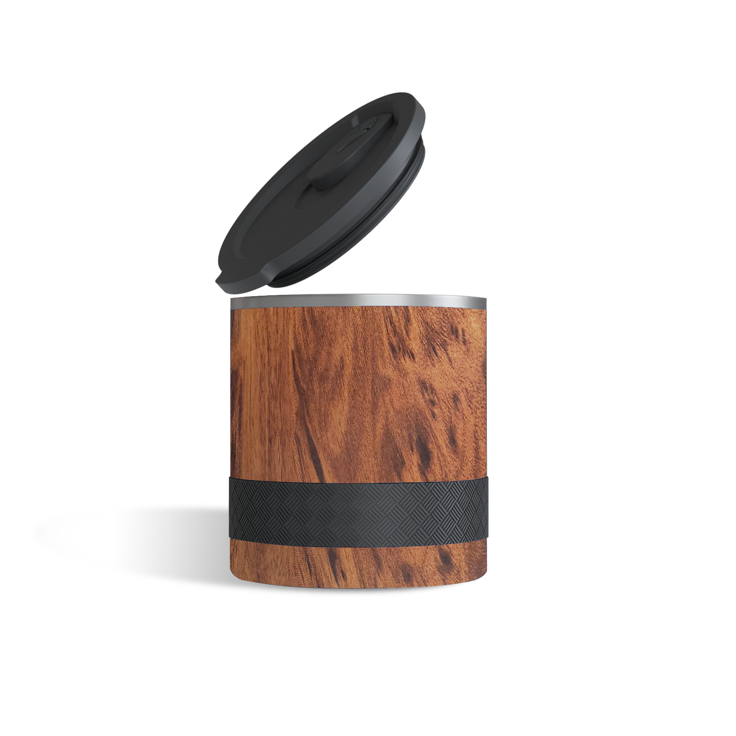 Recess Insulated Rocks Whiskey Glass Tumbler Teakwood