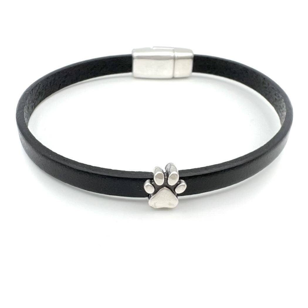 Puppy Paw Leather Bracelet Tan / Medium