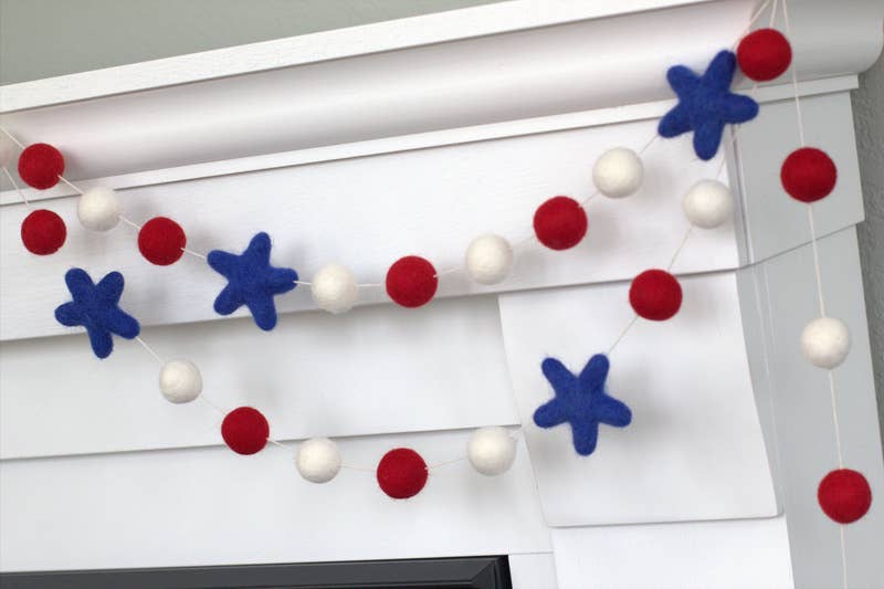 Fourth of July Star Garland - Felt Balls