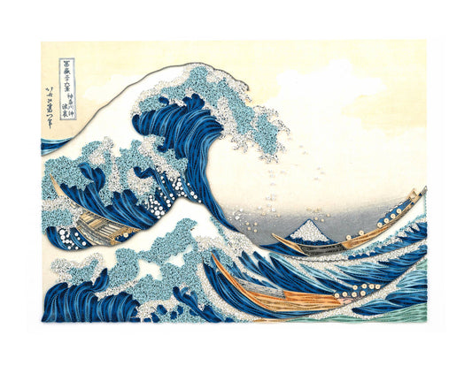 Quilled The Great Wave, Hokusai Art (15 in. X 11in.)