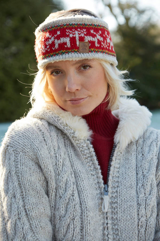 Christmas Reindeer Ear Warmers Festive Red