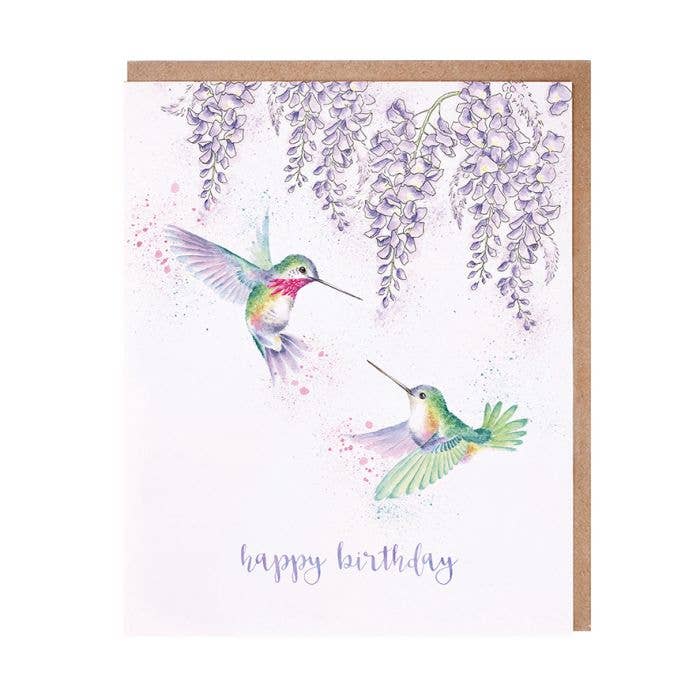 Wisteria Wishes - Birthday Hummingbird Card