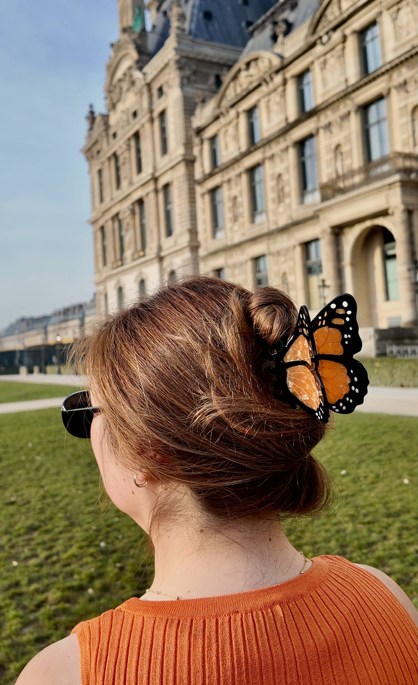 Monarch Butterfly Claw Hair Clip: Orange