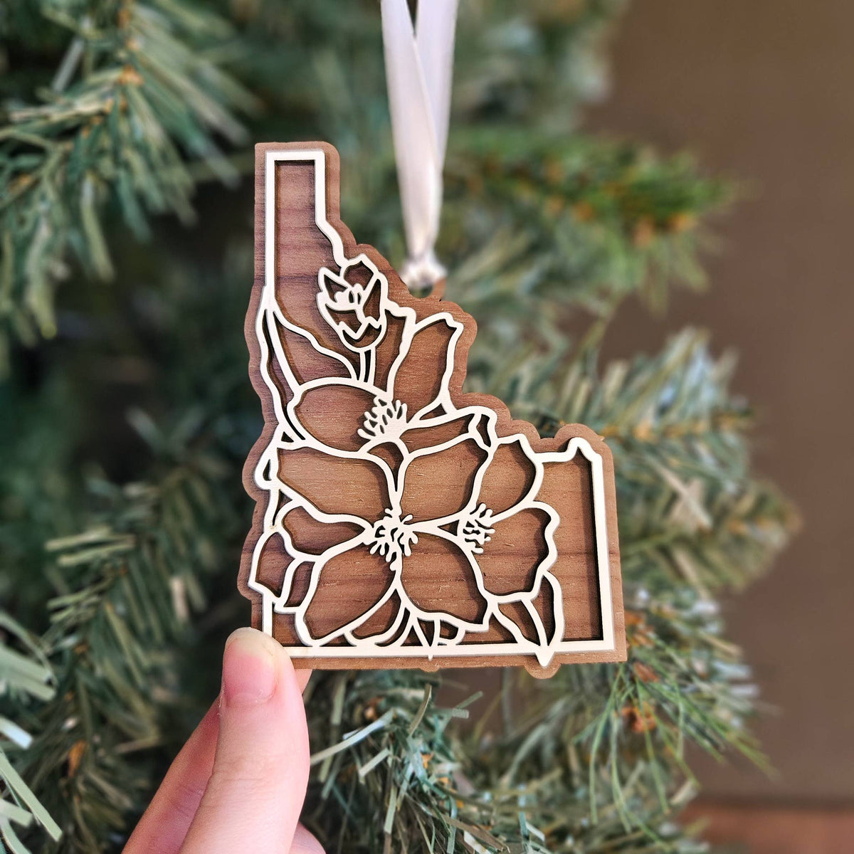 Idaho State Flower Syringa Wood Ornament