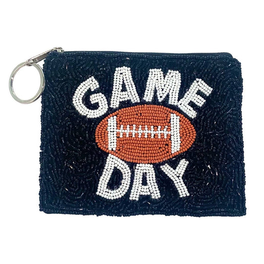 Gameday Football Beaded Pouch