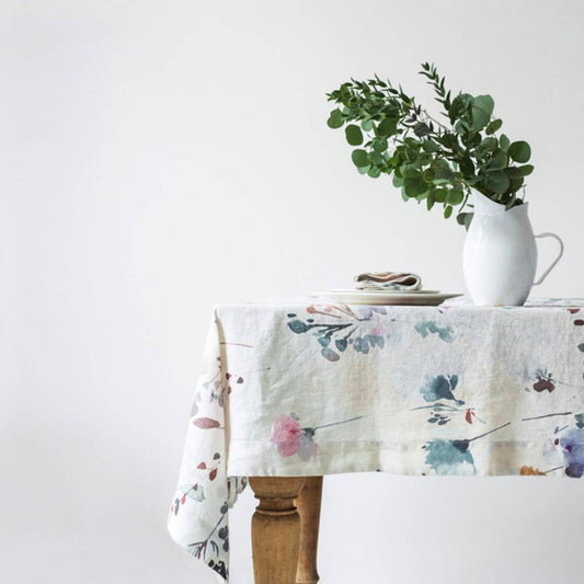 Watercolour Linen Tablecloth: 55"x79"