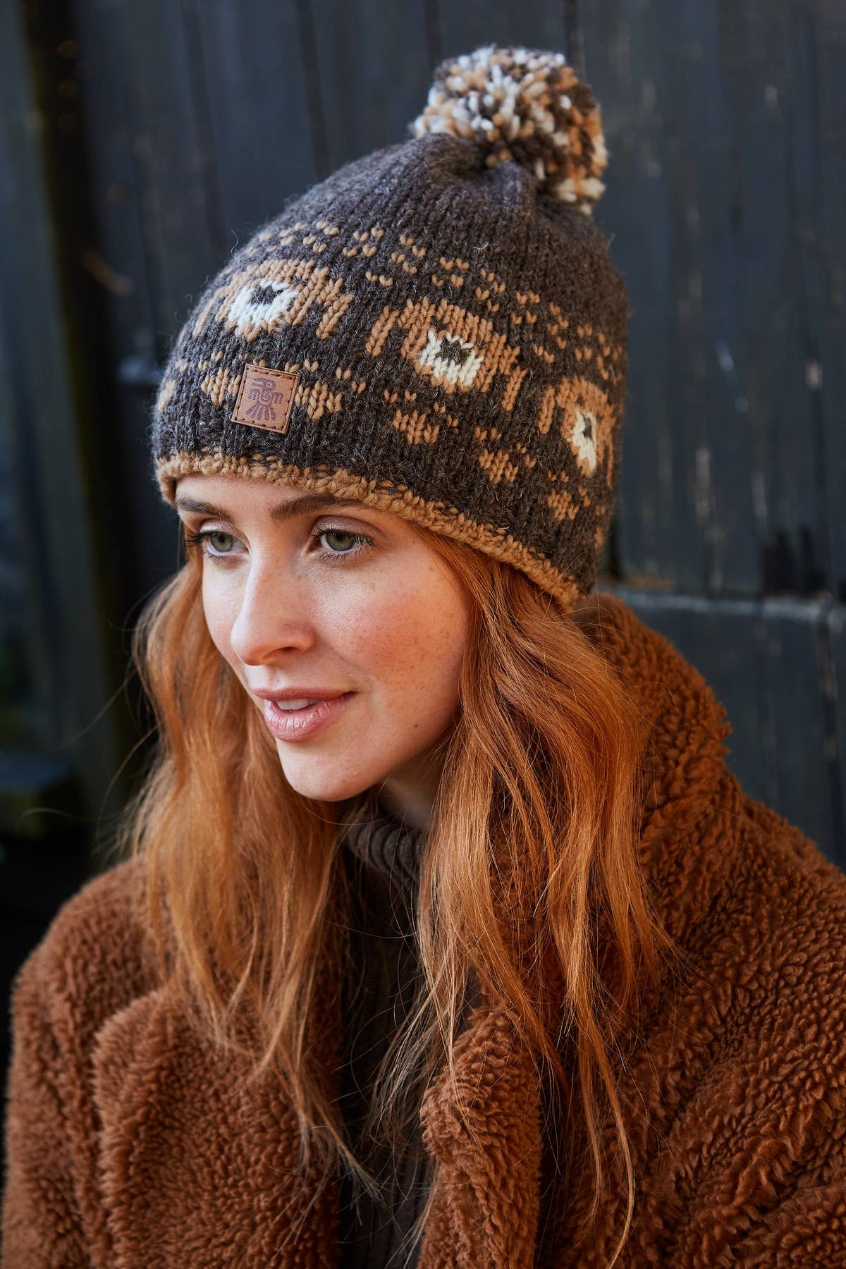 Pooch Dog Bobble Beanie Bark Brown