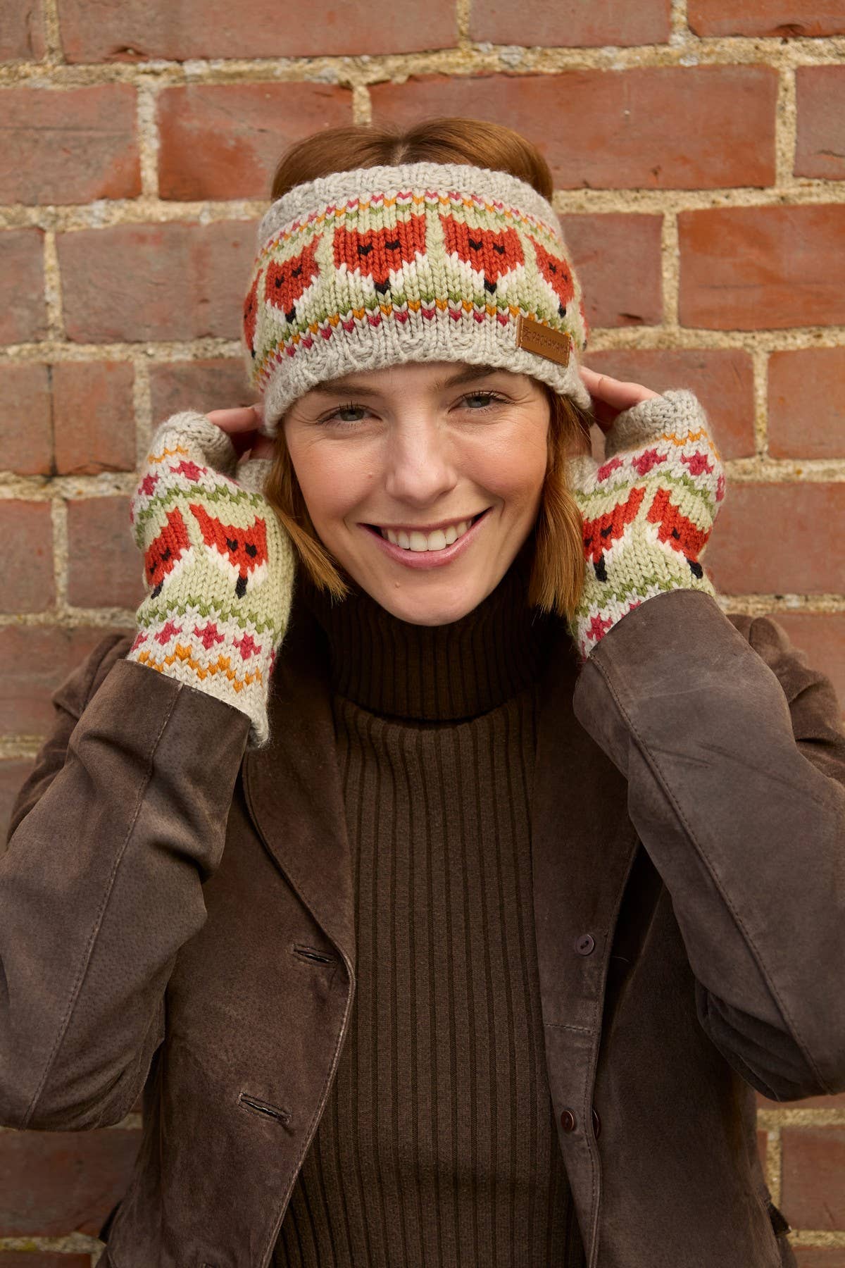 Soft Merino Fair Isle Fox Headband One Colour