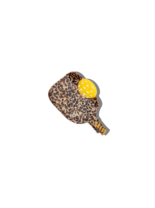Pickleball Paddle Claw Hair Clip: Leopard Flowers