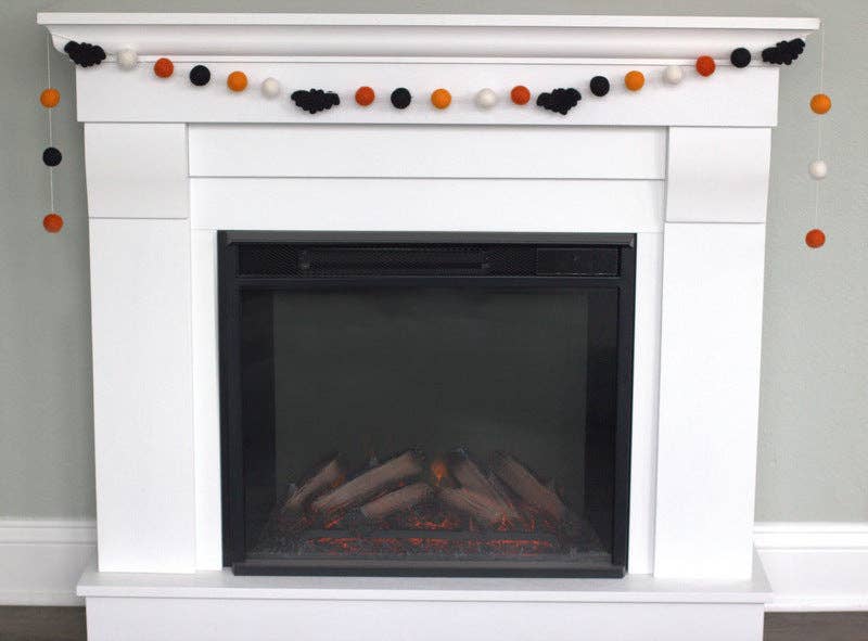 Bat Halloween Garland- Orange Black & White