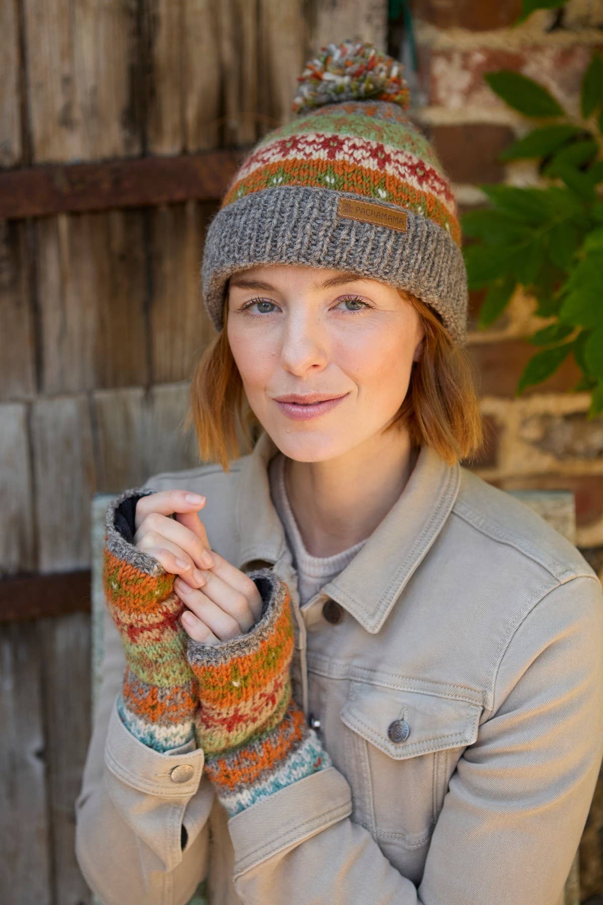 Oban Soft Autumnal Fair Isle Roll Back Bobble Beanie One Colour