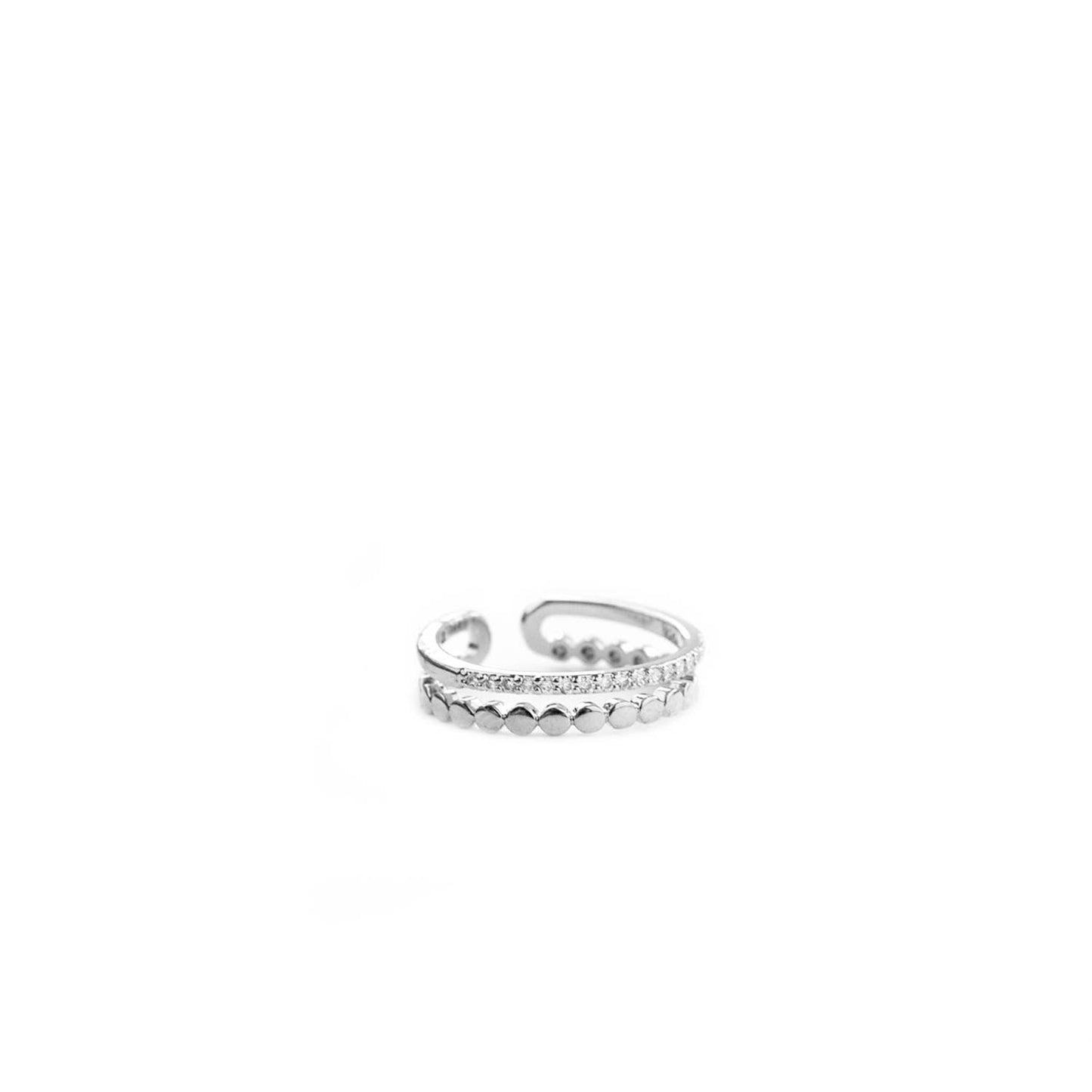 Adjustable Double Band Ring: Silver