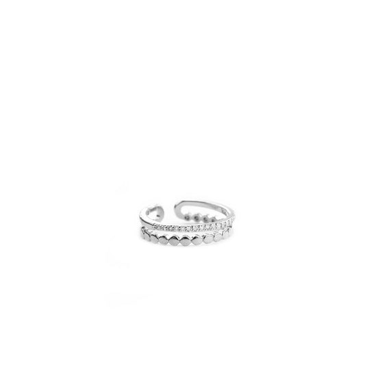 Adjustable Double Band Ring: Silver