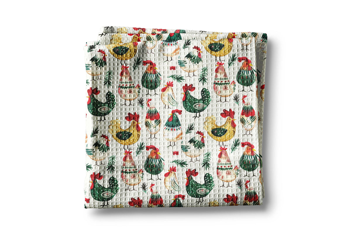 Christmas Chicken Collage Towel
