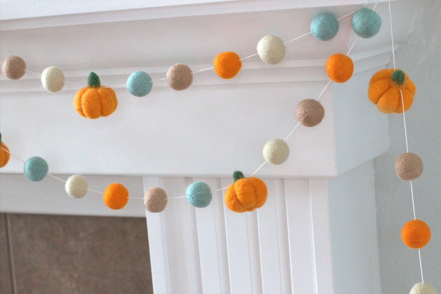 Felt Pumpkin Garland- Orange Teal Tan