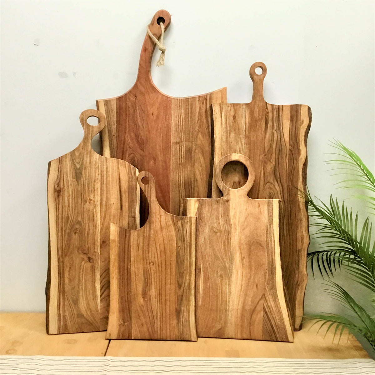 Large Slim Rectangle Acacia Wood Cutting Board w/ Handle
