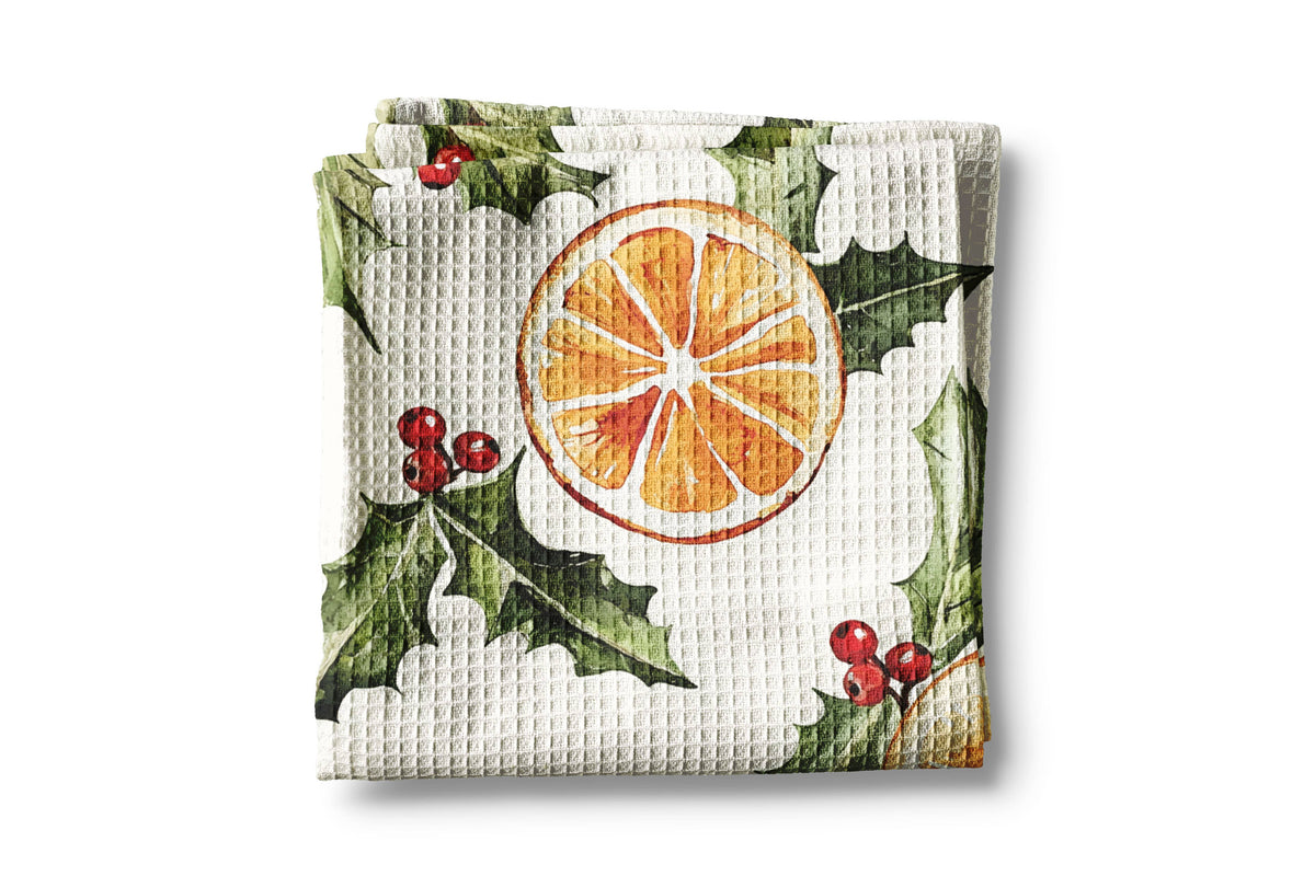 Christmas Orange Berry Mistletoe Towel