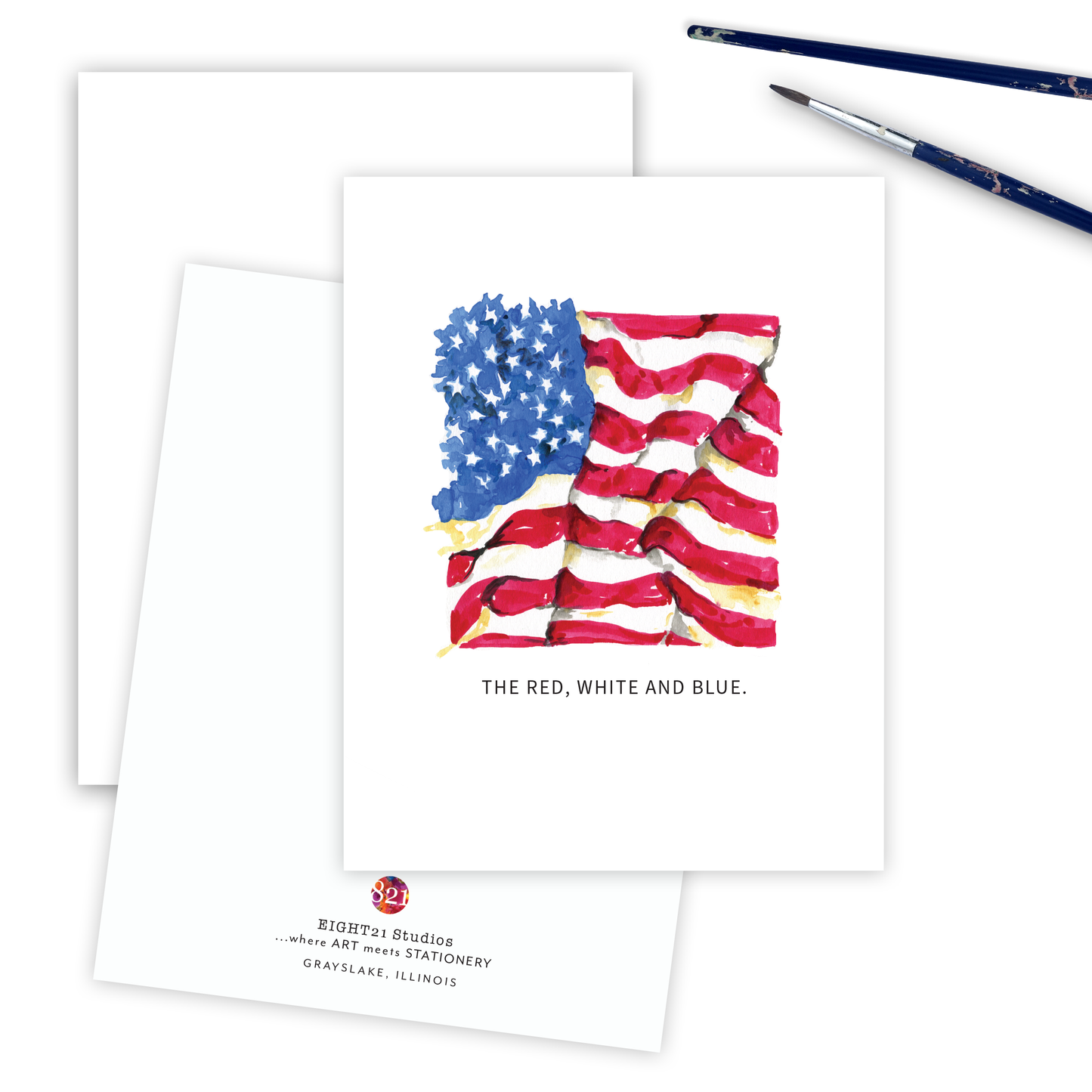 Red White and Blue American Flag Card