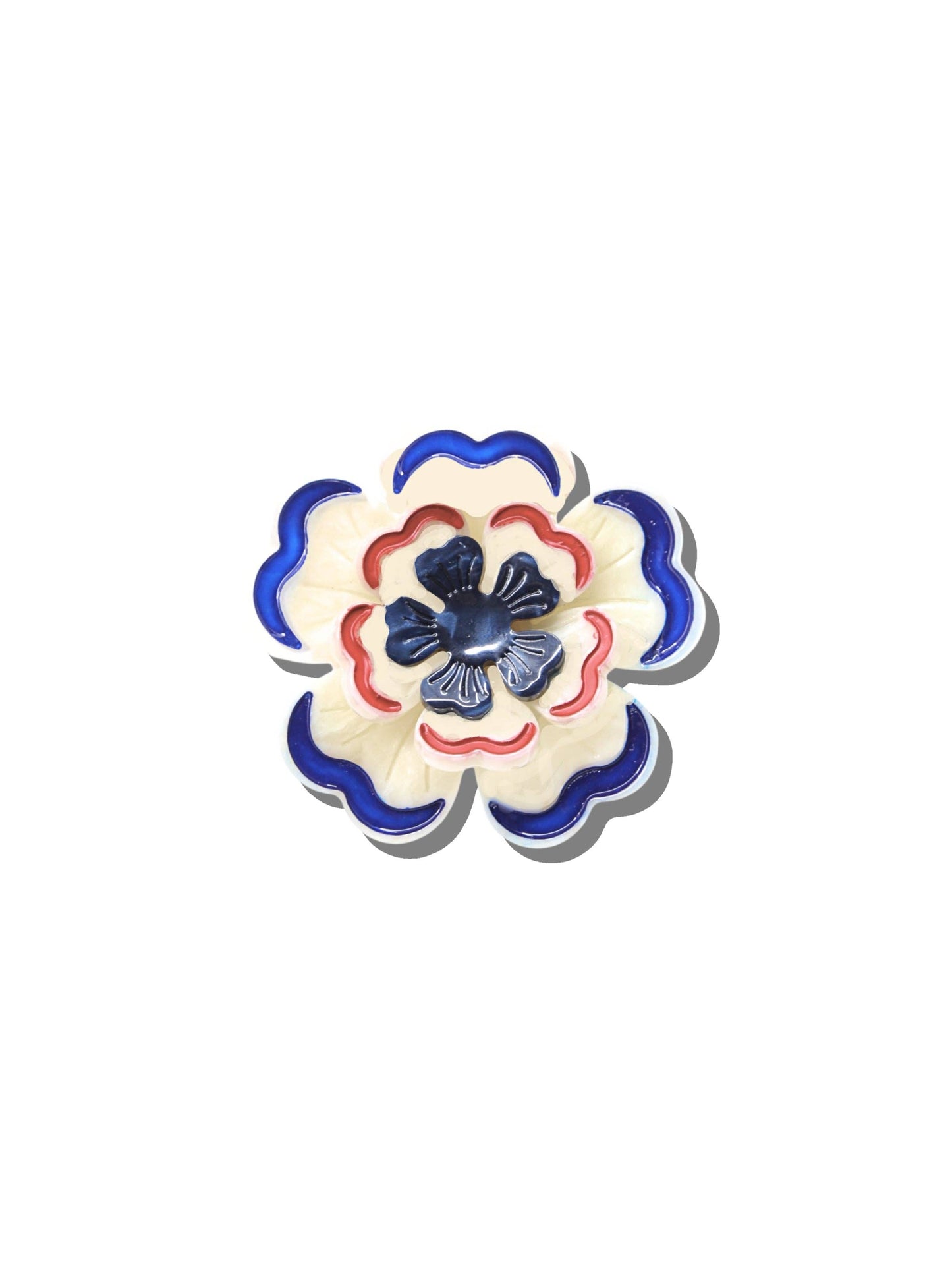 Americana Flower Claw Clip Navy