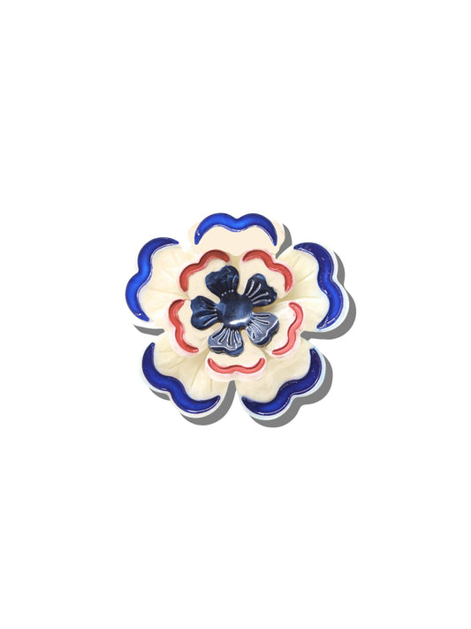 Americana Flower Claw Clip White